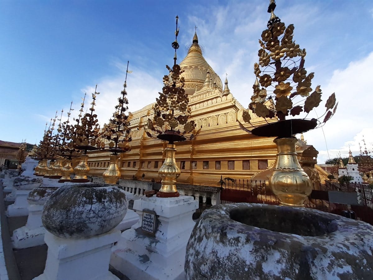 Golden pagoda photographed during Nana's 2019 trip in Bagan, Myanmar