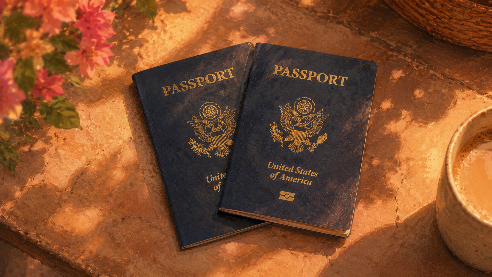 Two United States passports representing two American volunteers on a Thailand-Cambodia border run