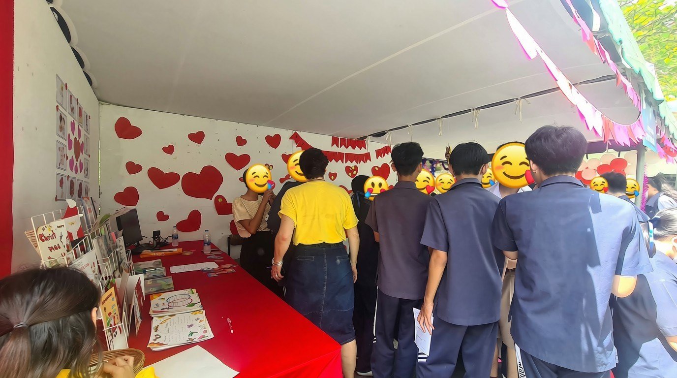 School event at a Thai public school with student faces covered for privacy