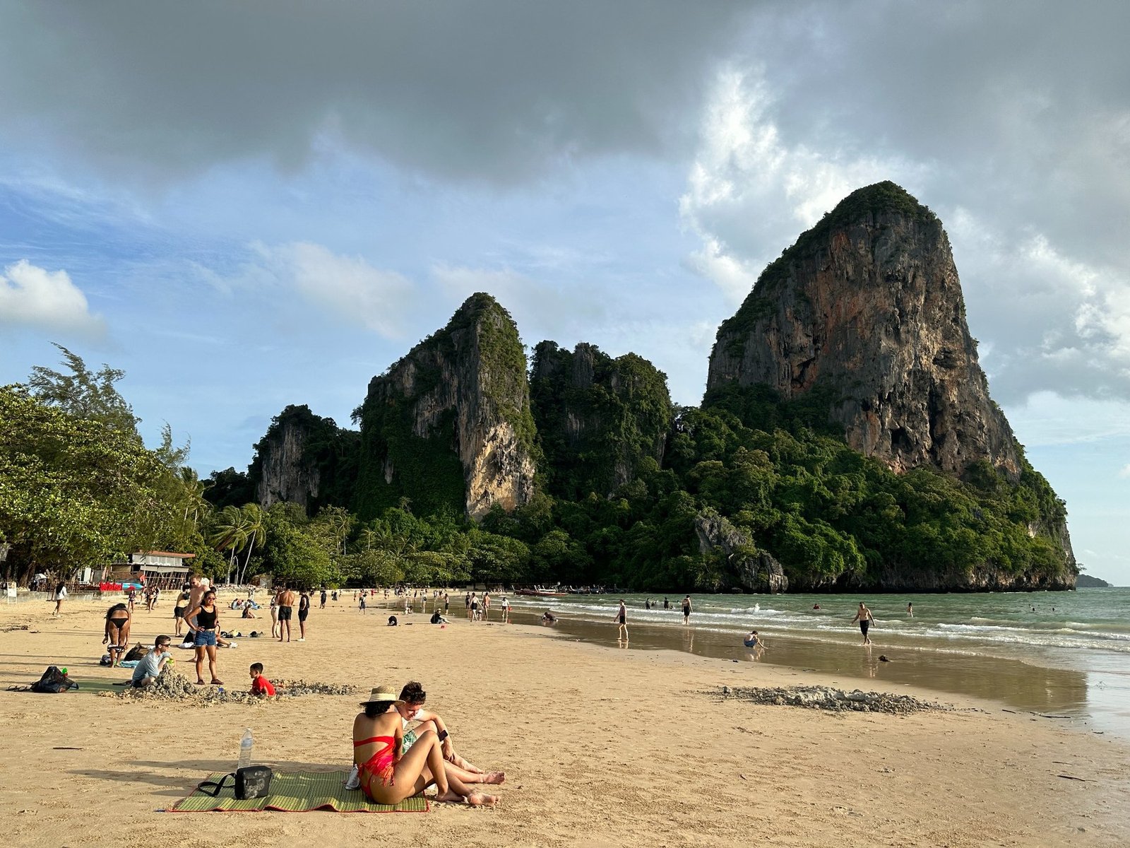 Beach and limestone cliffs in southern Thailand during an ordinary work week