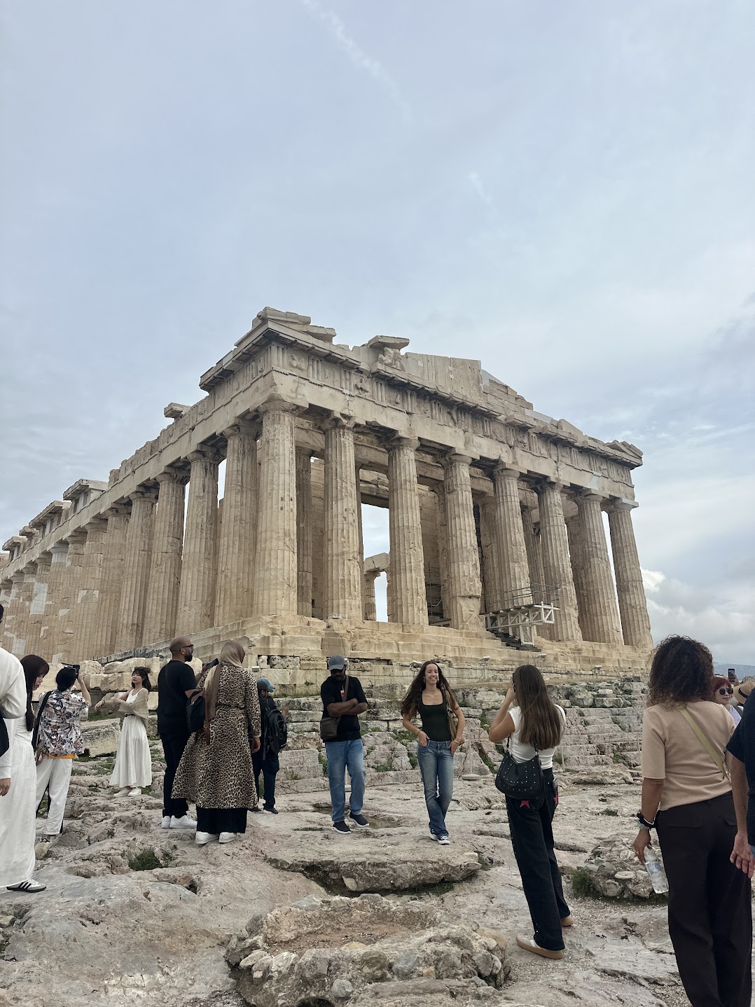 Visitors around the Parthenon in Athens