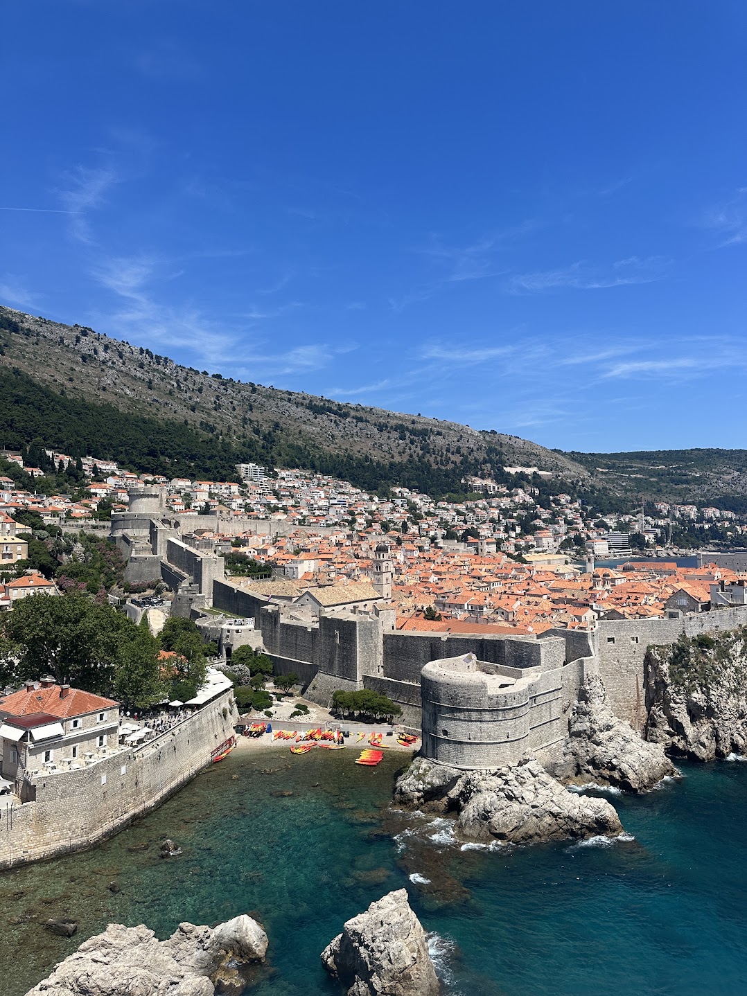 Dubrovnik’s stone walls, red rooftops and blue sea
