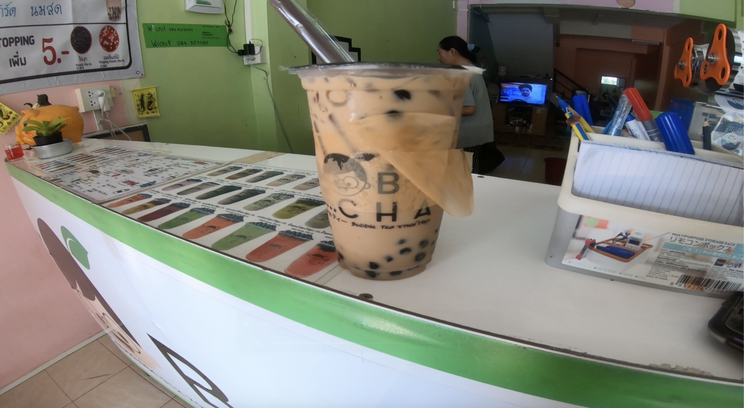 Bubble tea at a local shop during everyday life in Thailand